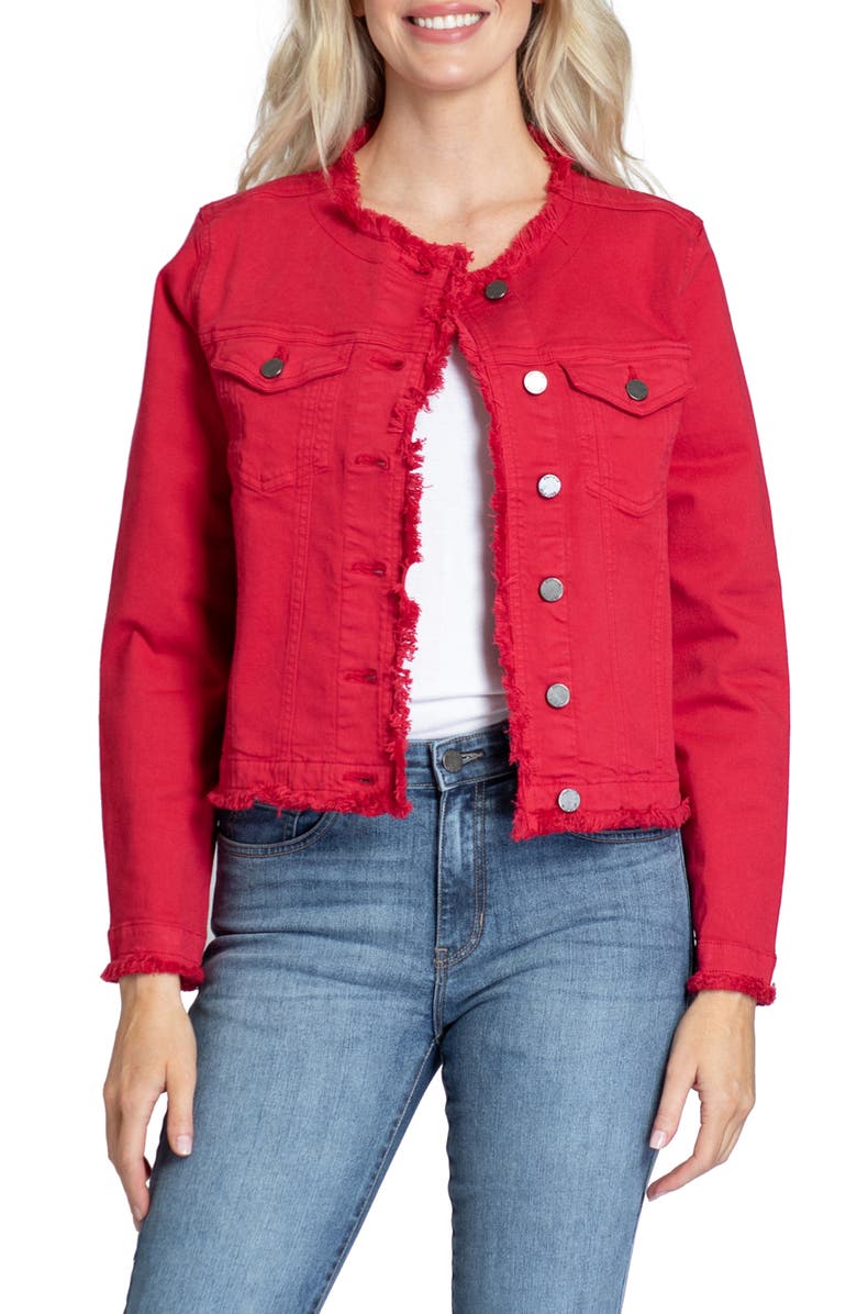 APNY Frayed Collarless Denim Jacket, Main, color,