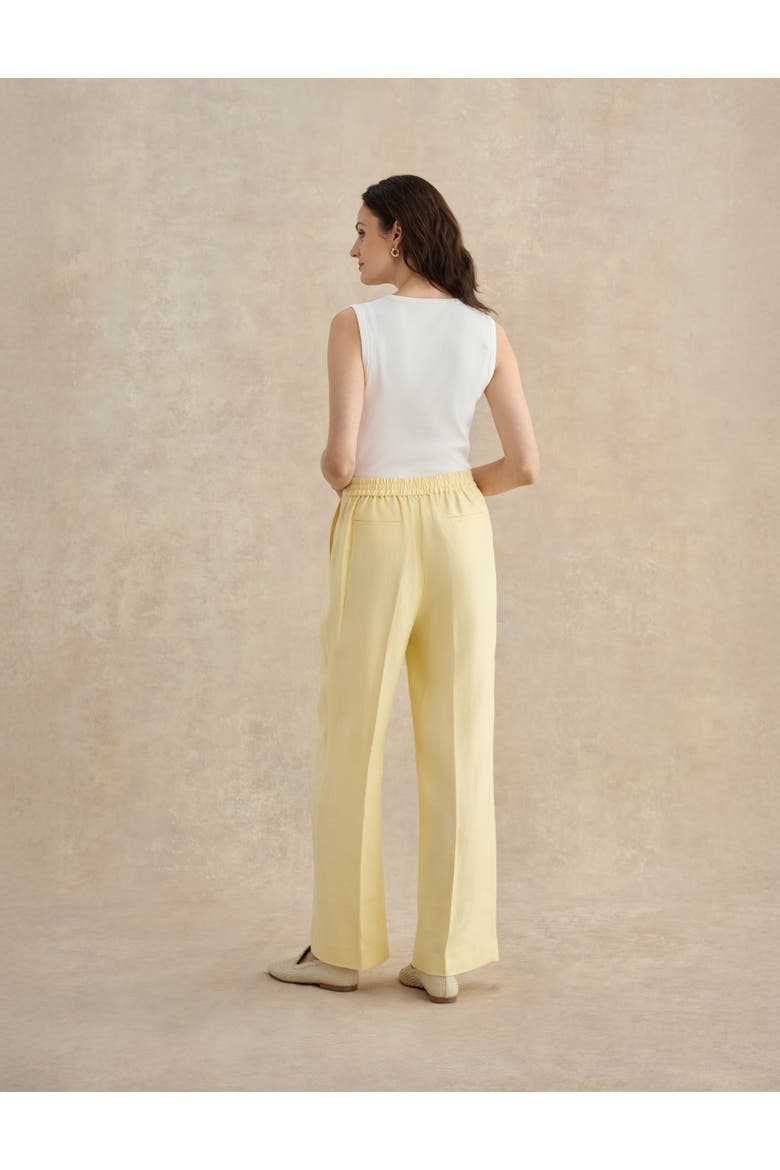Adalee High-Waist Linen Trousers, Alternate, color, Soft Yellow