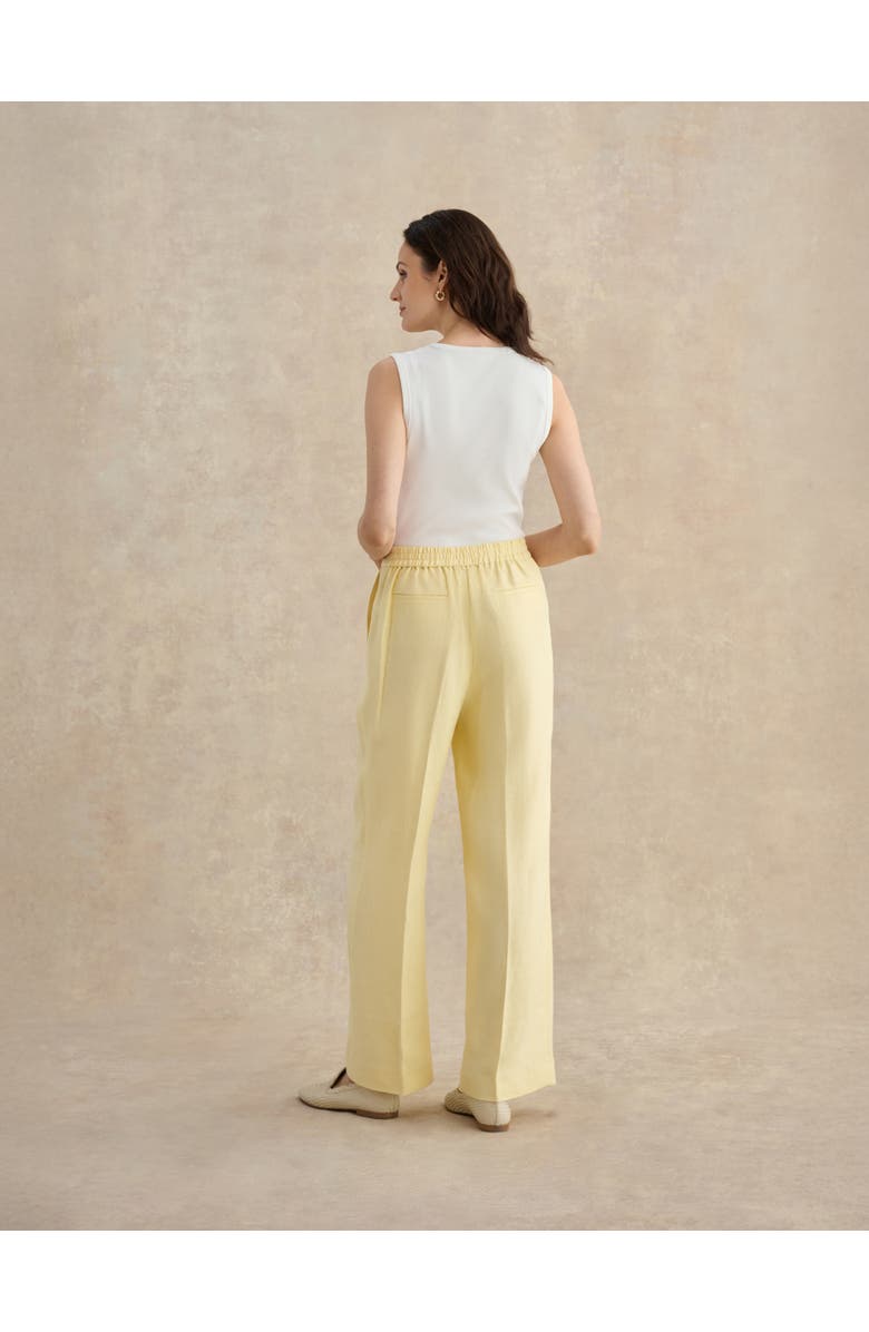 HOBBS LONDON Adalee High-Waist Linen Trousers, Alternate, color, Soft Yellow