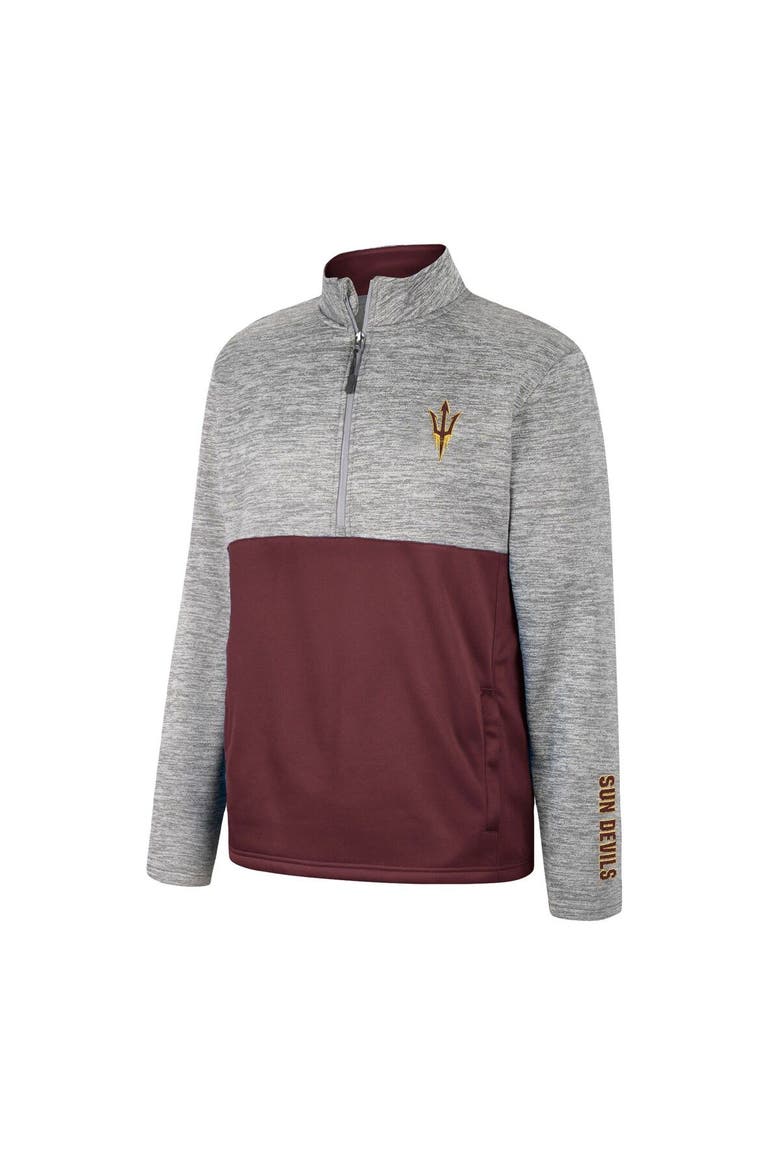 Men's Colosseum Gray Arizona State Sun Devils John Half-Zip Jacket, Alternate, color, Heather Gray