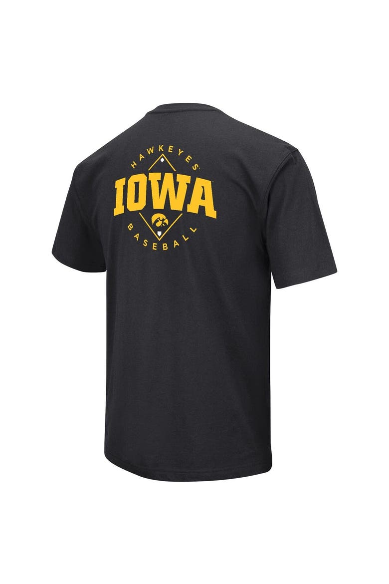 Men's Colosseum Black Iowa Hawkeyes Baseball On-Deck 2-Hit T-Shirt, Alternate, color, Black