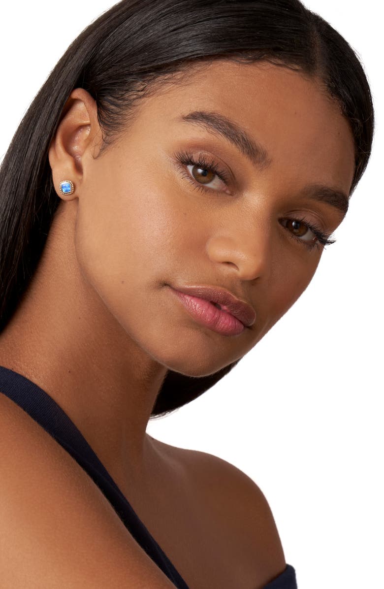 LAGOS Swiss Blue Topaz Caviar Stud Earrings, Alternate, color, 