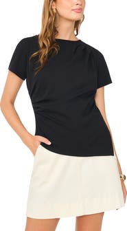 Vince Camuto Asymmetric Side Ruched Short Sleeve Top