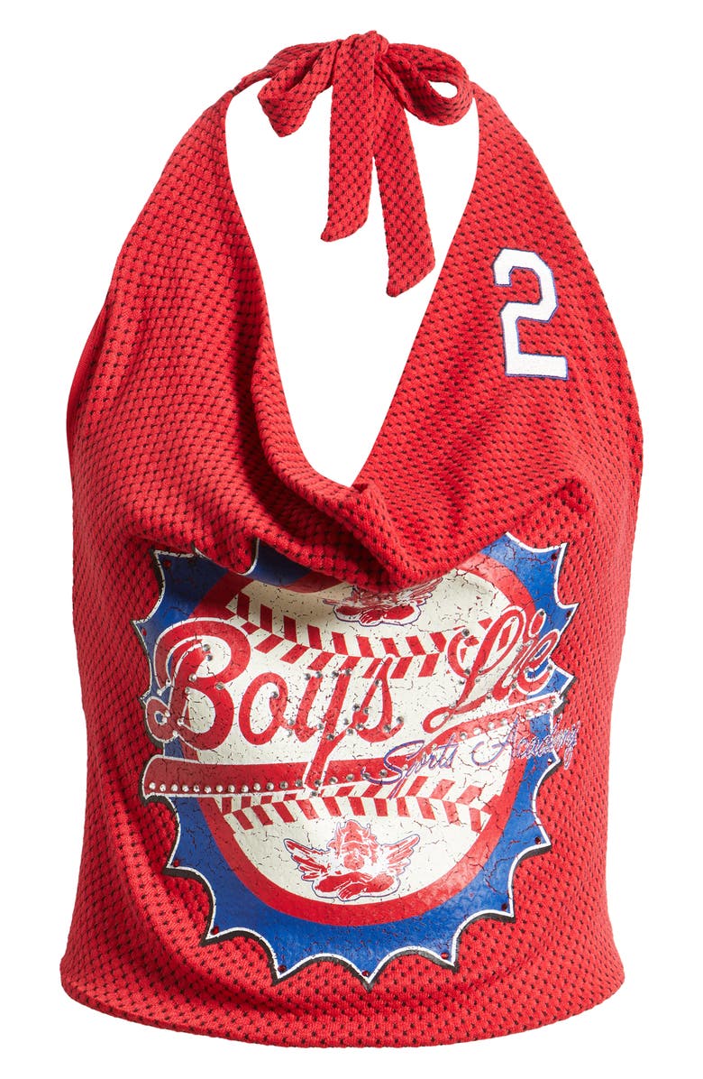 BOYS LIE Sporty Spice Graphic Halter Crop Top, Alternate, color, Red