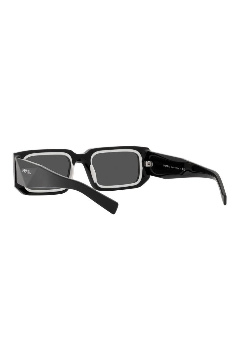 54mm Rectangular Sunglasses, Alternate, color, BLACK/ WHITE