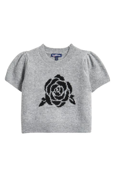 Kids' Flower Short Sleeve Sweater (Big Kid)