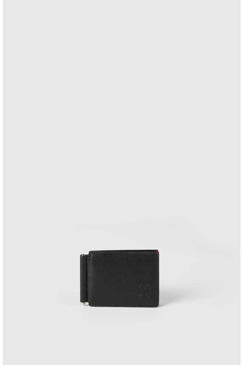 Grained leather money clip wallet, Main, color, Black