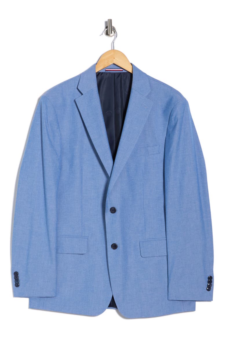 Two Button Notch Lapel Woven Sport Coat, Alternate, color, BLUE SOLID