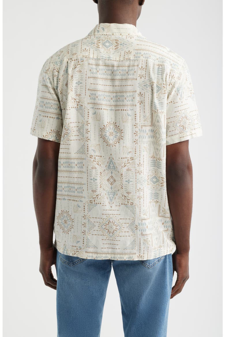 Geo Print Linen Blend Camp Shirt, Alternate, color, LAUREL GROVE ECRU