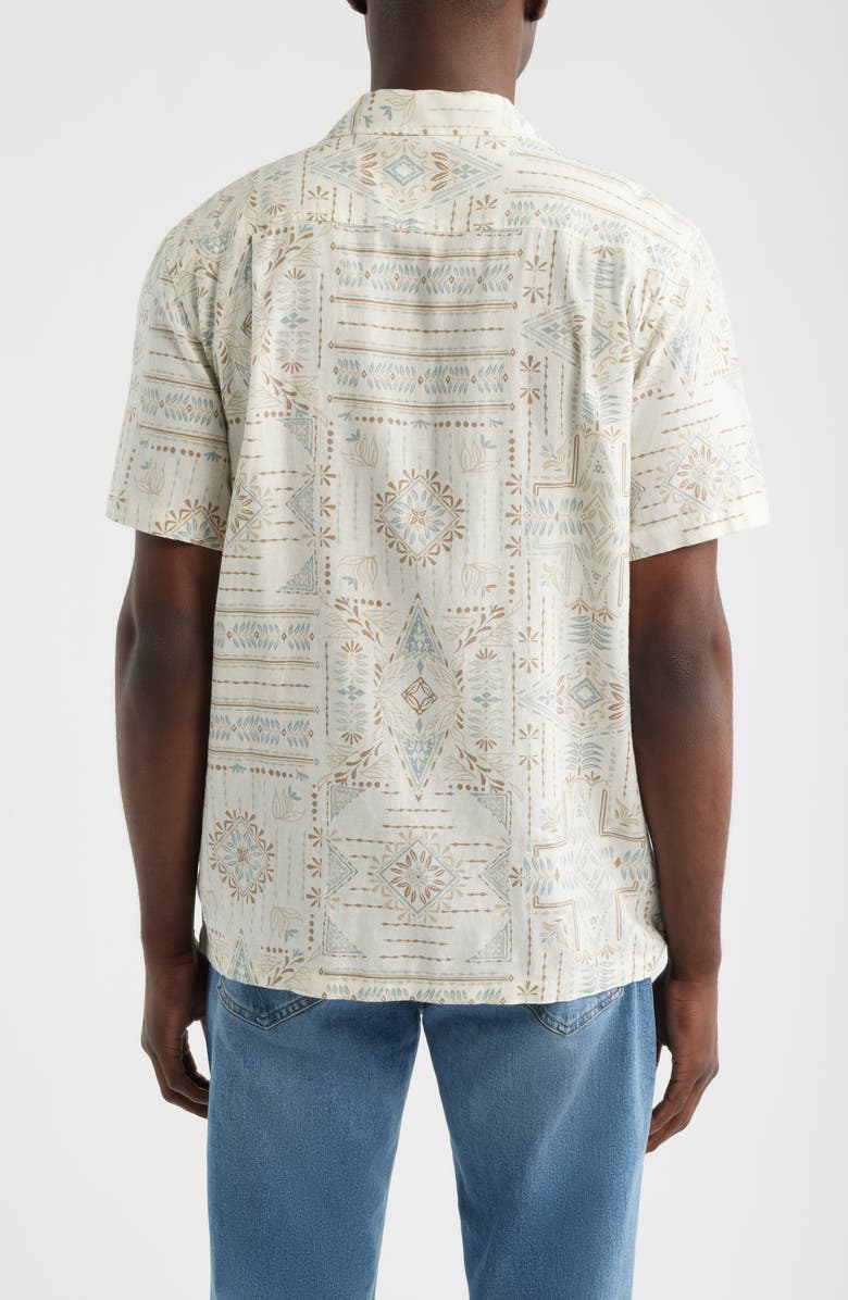 Pendleton Geo Print Linen Blend Camp Shirt, Alternate, color, Laurel Grove Ecru