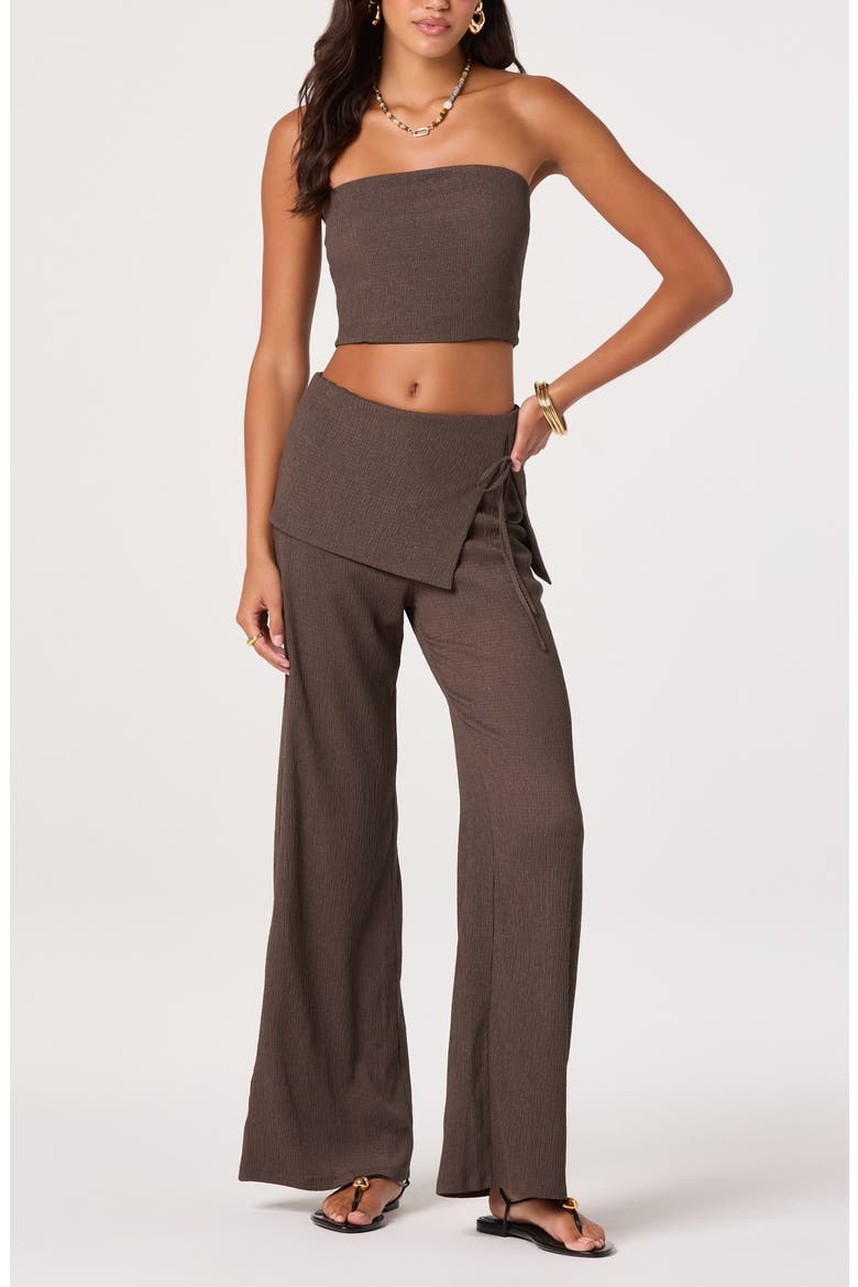Anoka Smocked Strapless Crop Top, Alternate, color, TRUFFLE