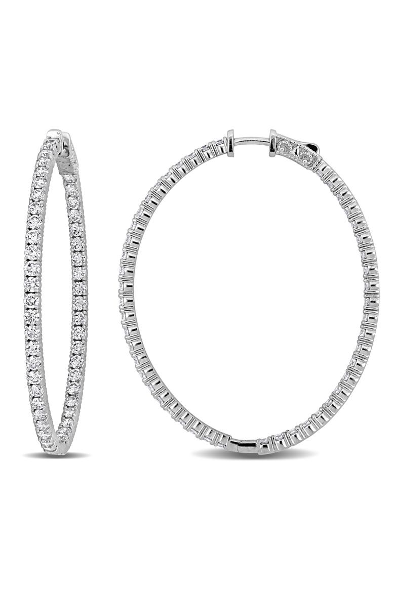 5 3/4ct. t.w. Lab-Grown Diamond Hoop Earrings 14k, Main, color, White Gold