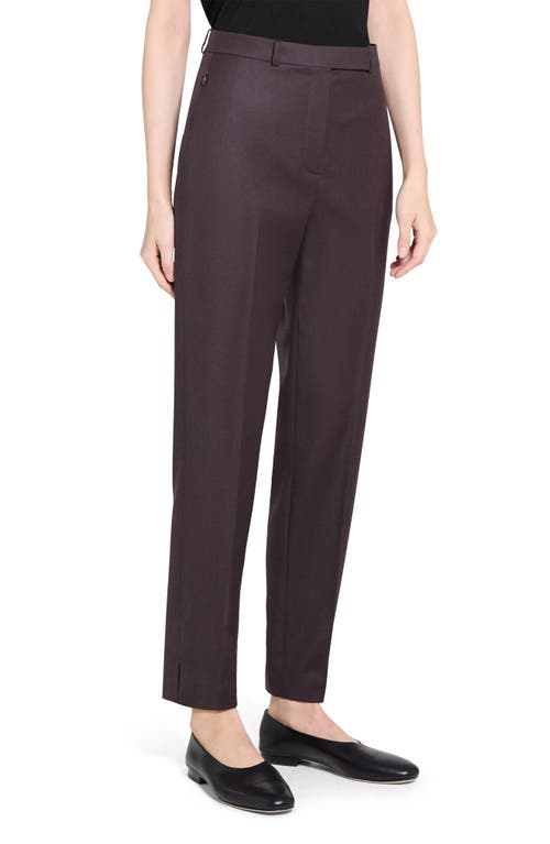 Theory High Waist Taper Leg Virgin Wool Pants In Brown
