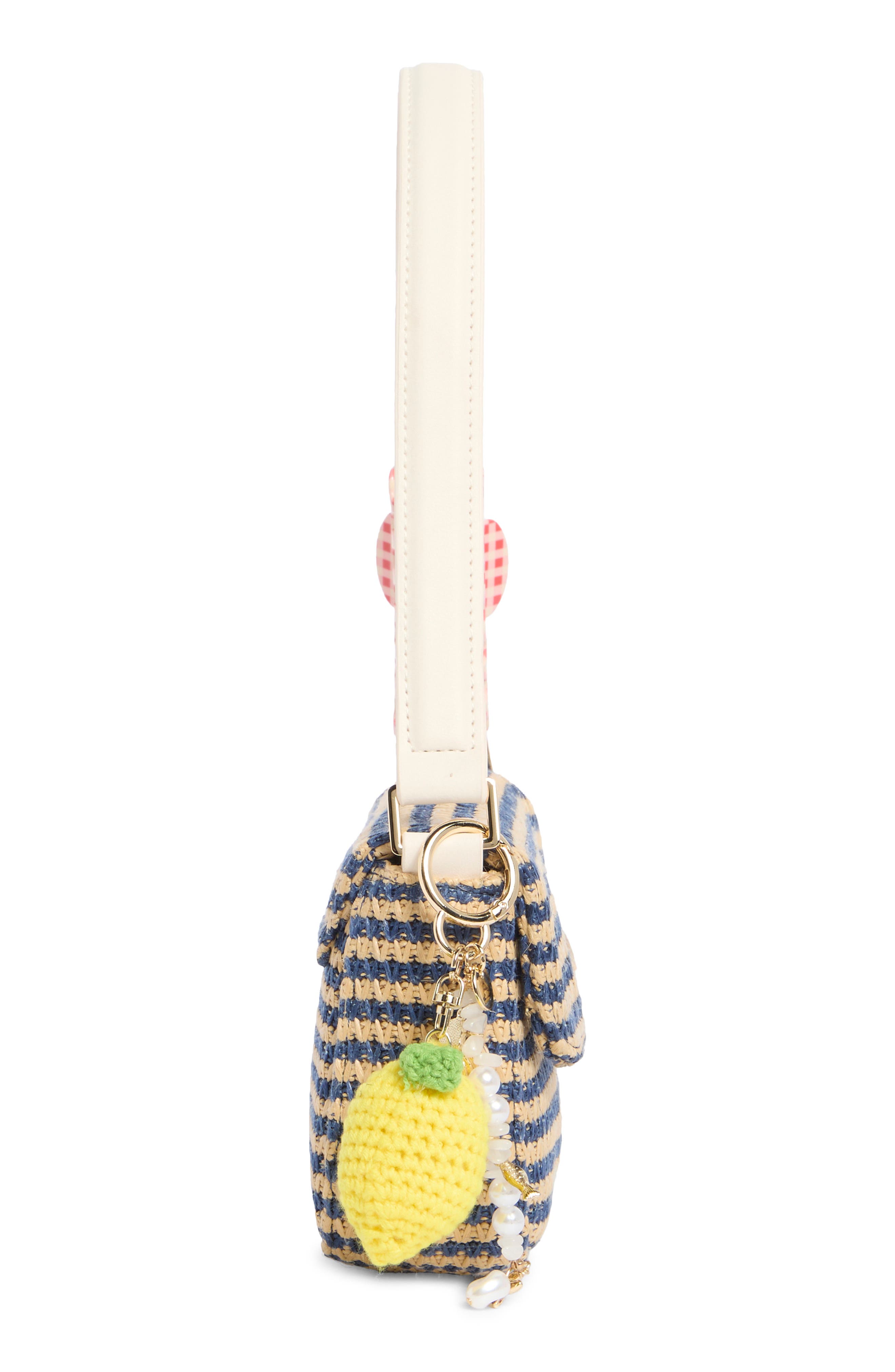 Madden Girl Straw Shoulder Bag, Alternate, color, Navy Stripe