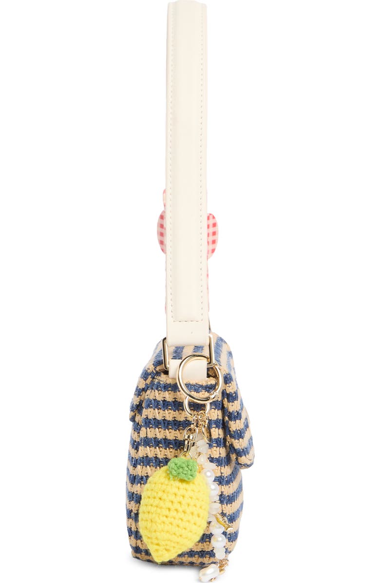 Madden Girl Straw Shoulder Bag, Alternate, color, Navy Stripe