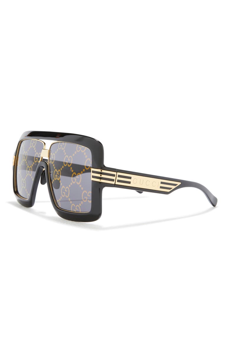 60mm Aviator Sunglasses, Alternate, color, BLACK BLACK GREY
