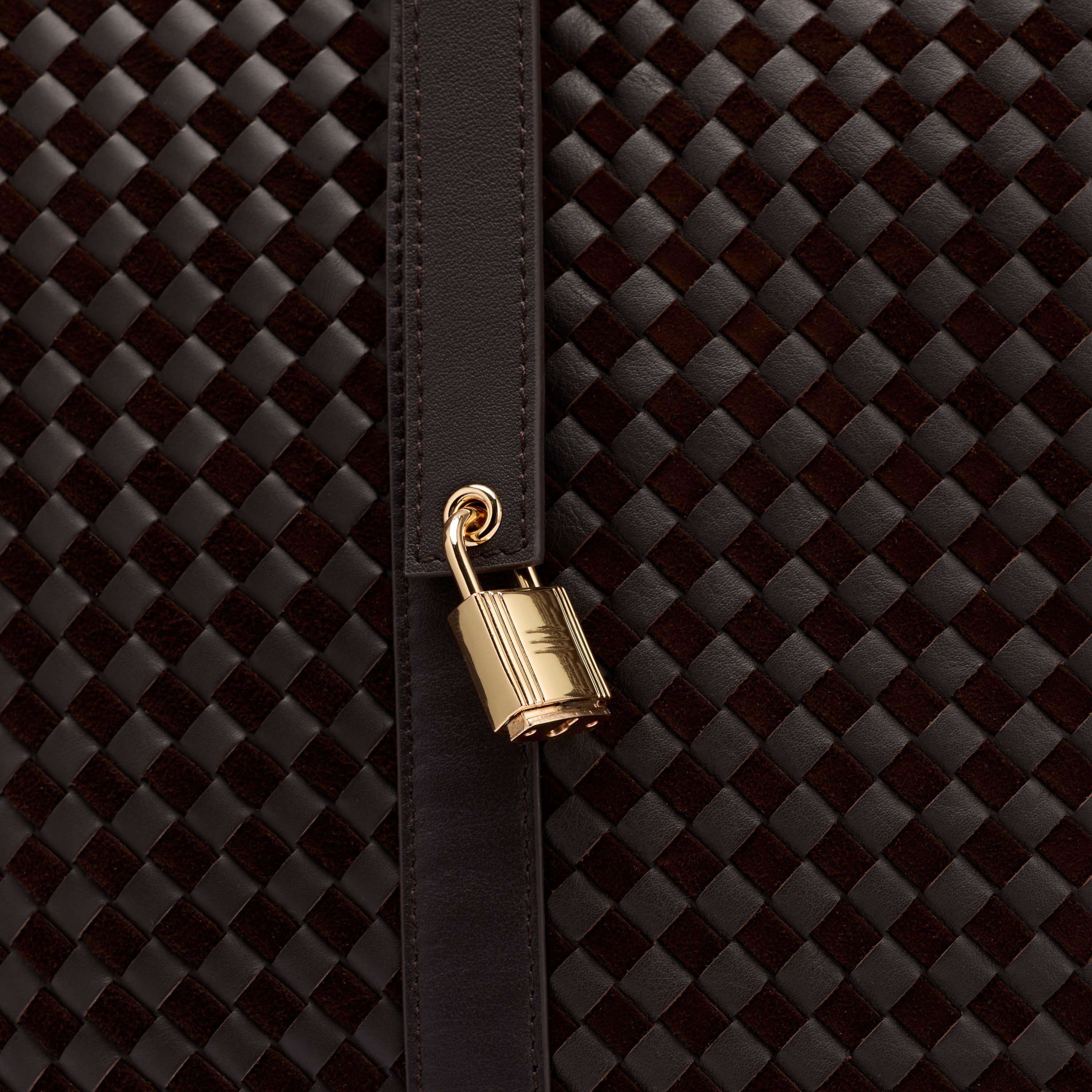 MARC NOLAN Mila Leather Tote Bag, Alternate, color, Brown Woven