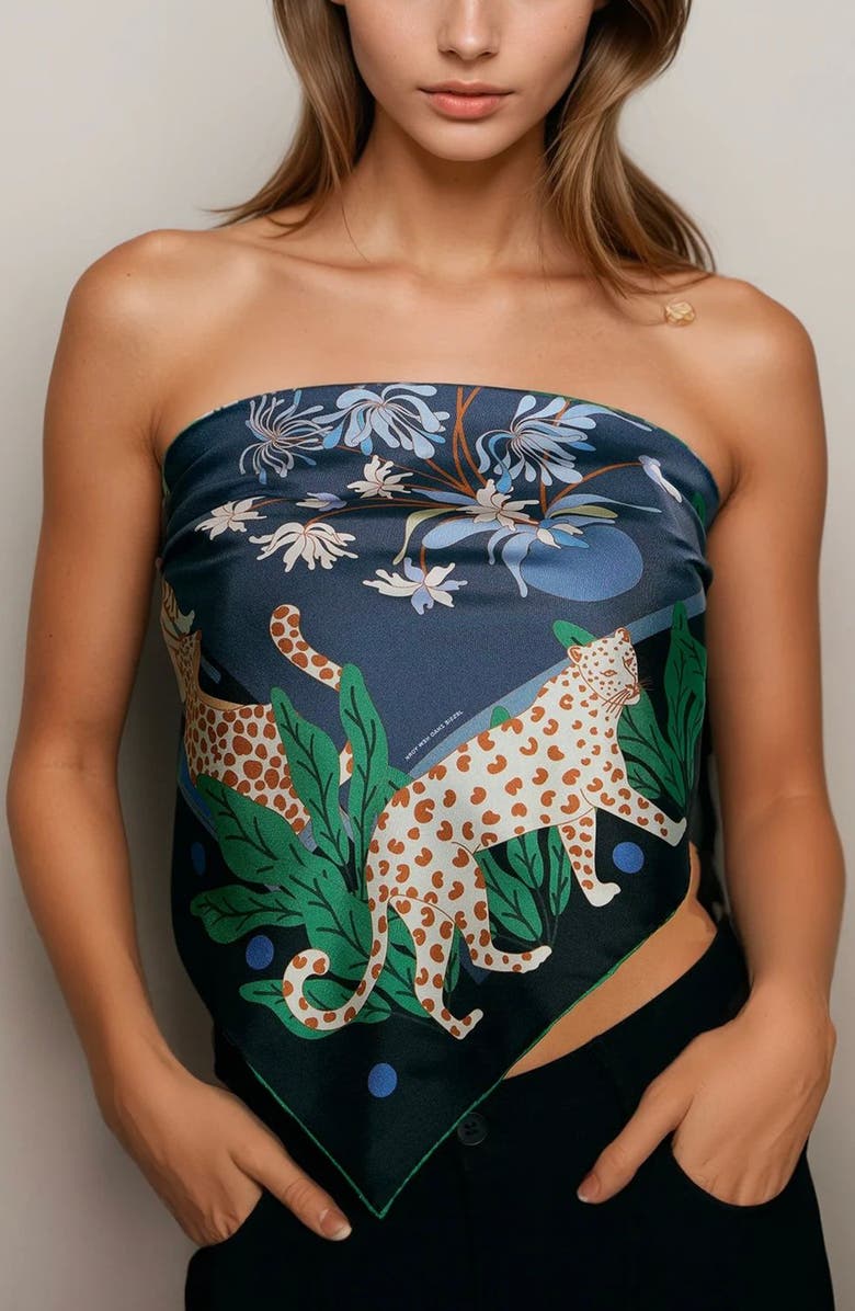 Jessie Zhao New York Double Sided Silk Scarf of Night Banquet, Alternate, color, 