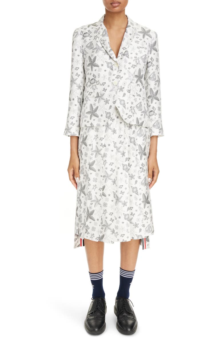 Thom Browne Nautical Crystal Print Shrunken Silk Sport Coat, Alternate, color,