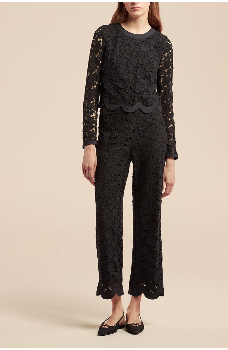 Rebecca Taylor Lace Scalloped Edge Pant, Main, color, 