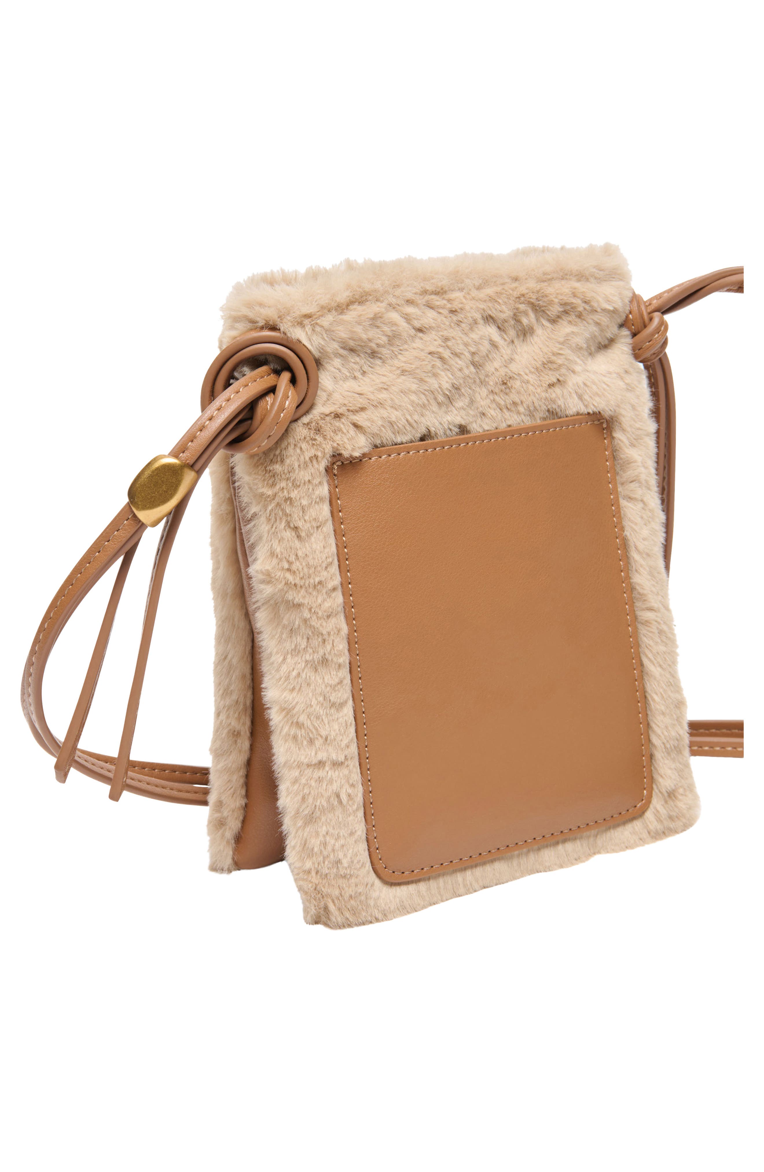 Lyrik Faux Fur Crossbody Bag, Alternate, color, MID BROWN