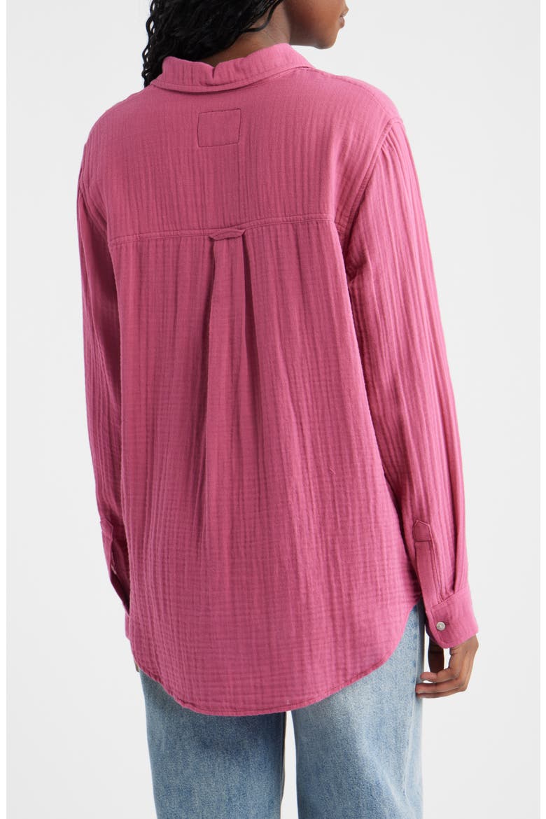 Ellis Organic Cotton Gauze Button-Up Shirt, Alternate, color, DARK ROSE