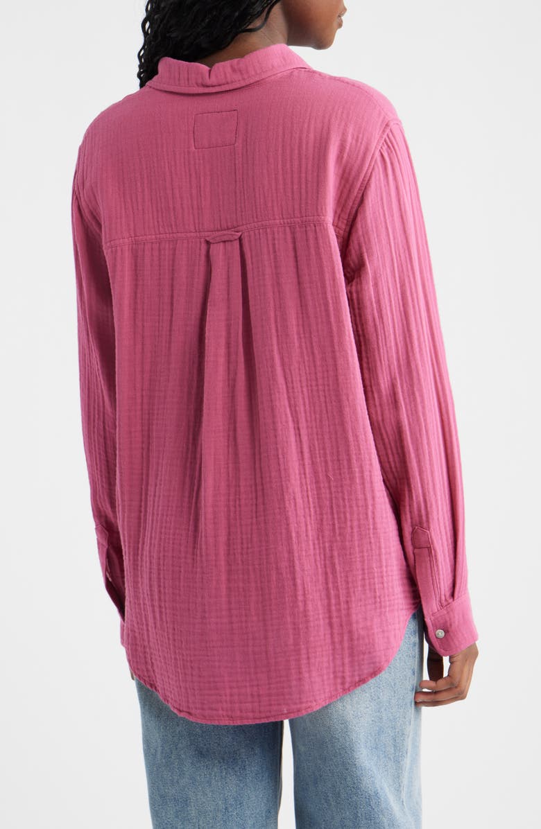 Rails Ellis Organic Cotton Gauze Button-Up Shirt, Alternate, color, Dark Rose
