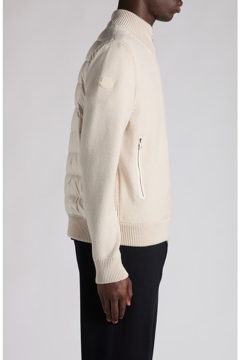 Wool Knit & Quilted Down Cardigan, Alternate, color, SOFT BEIGE