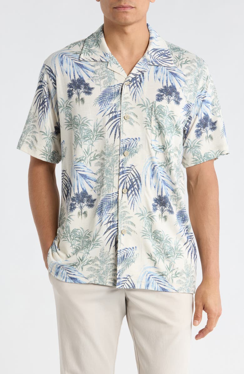 Tommy Bahama Vista Mar Bravo Beach IslandZone<sup>®</sup> Knit Camp Shirt, Main, color, Starbright