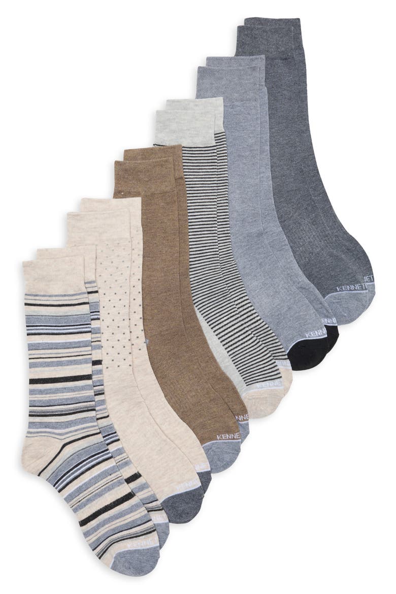 6-Pack Crew Socks, Main, color, PEYOTE HEATHER