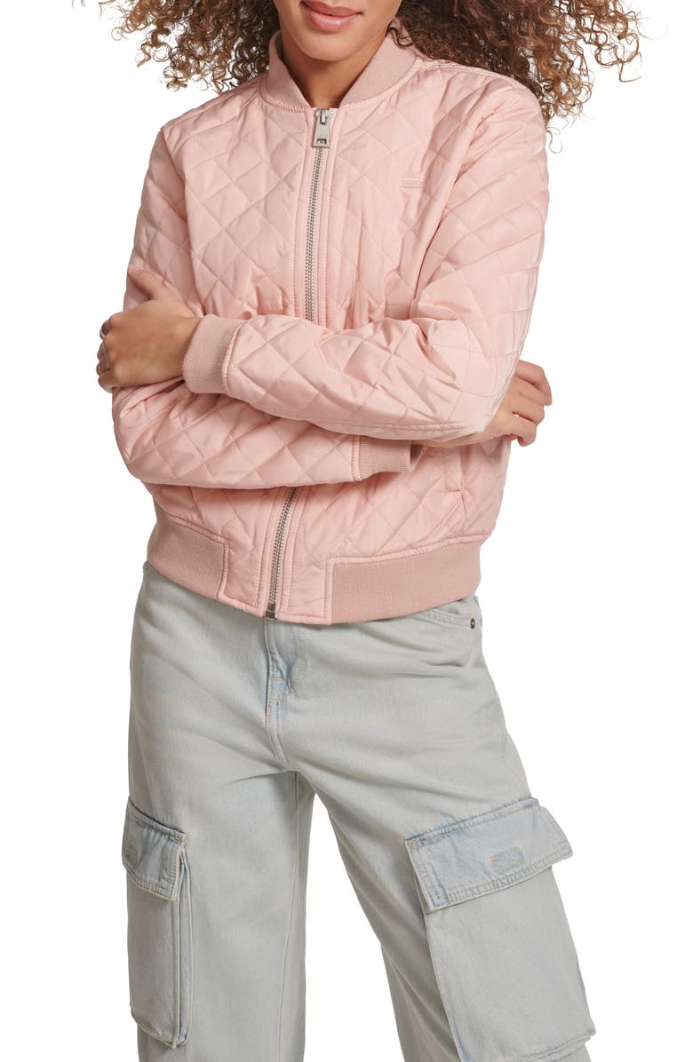Levi's <sup>®</sup> Quilted Bomber Jacket, Main, color, Rose Mist