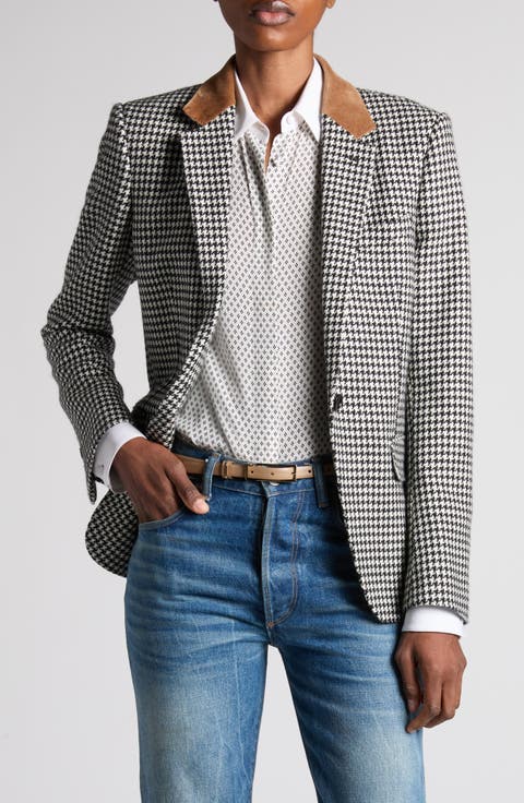Cashmere Houndstooth Boyfriend Jacket