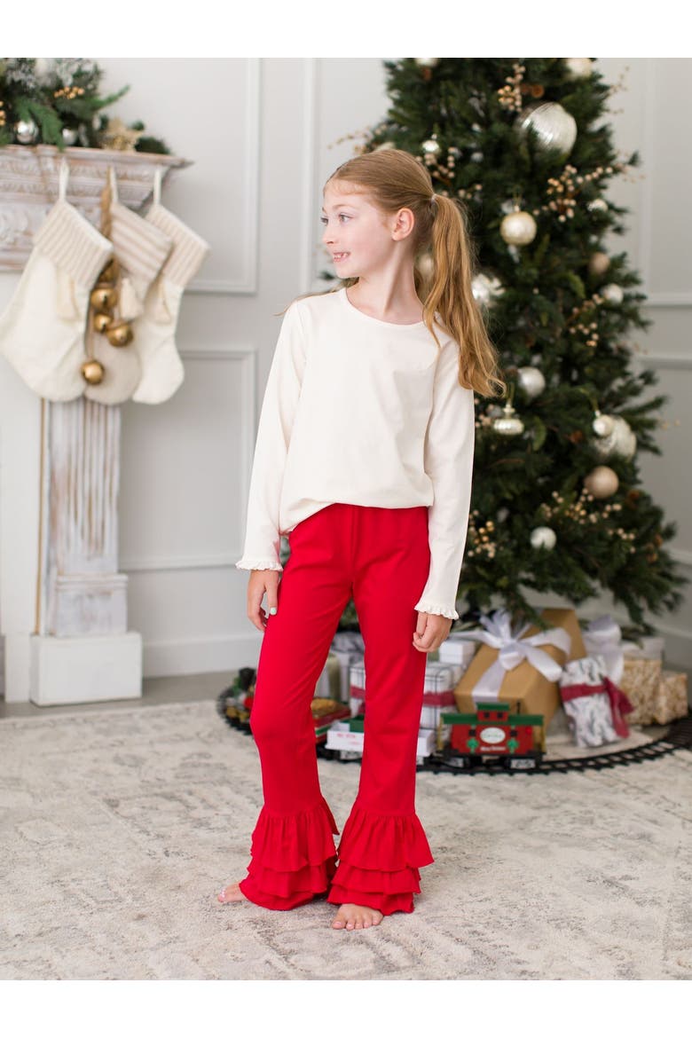 Ruffle Flare Pants, Alternate, color, Red