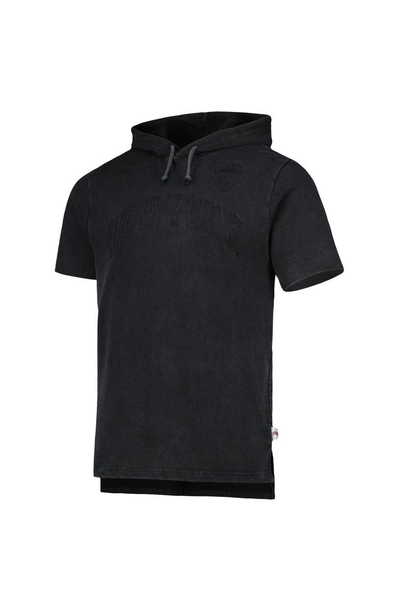 Mitchell & Ness Men's Mitchell & Ness Black New York Knicks Tonal Short Sleeve Pullover Hoodie, Alternate, color, 