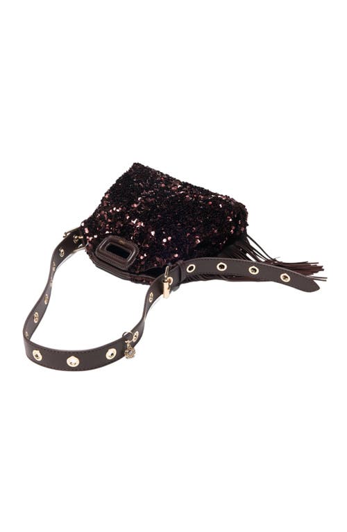 Maje Sequinned Miss M Mini Bag In Brown