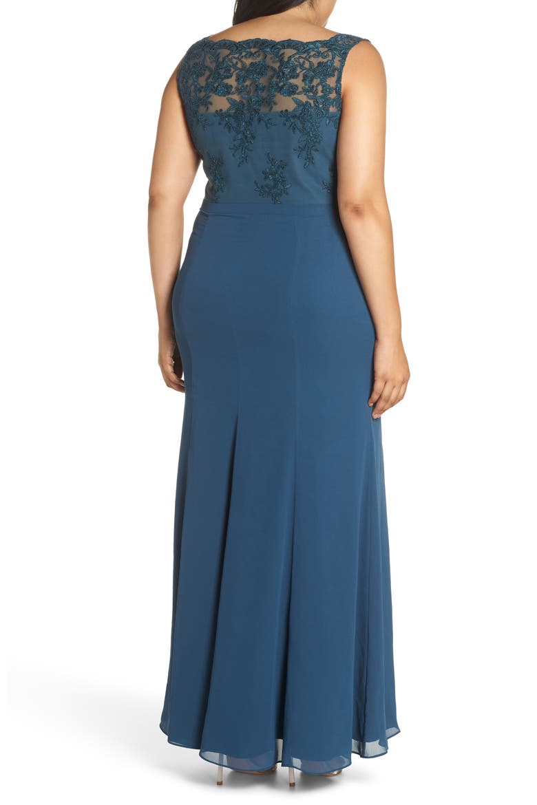 Embroidered Gown, Alternate, color, GREEN