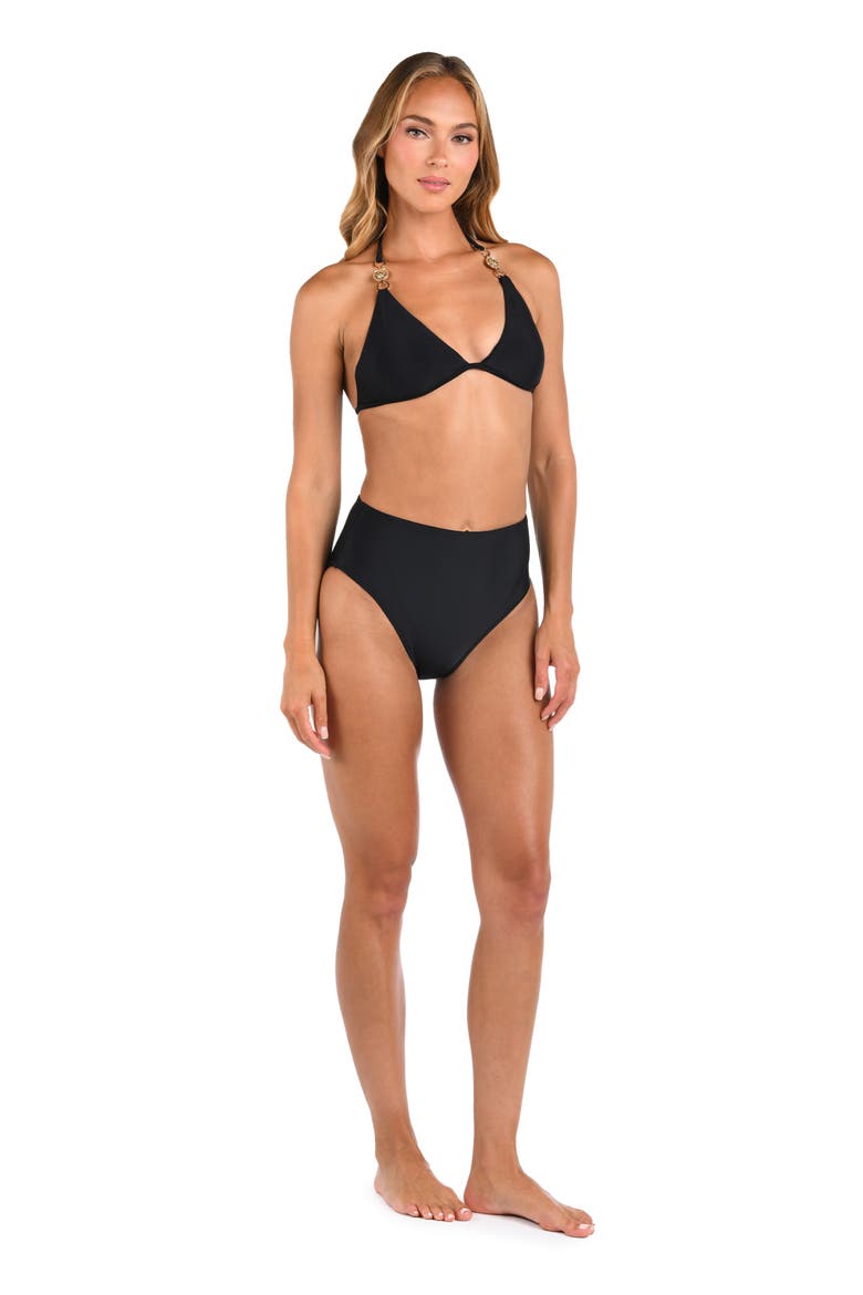 Annabelle Solids Triangle Bikini Top, Alternate, color, BLACK