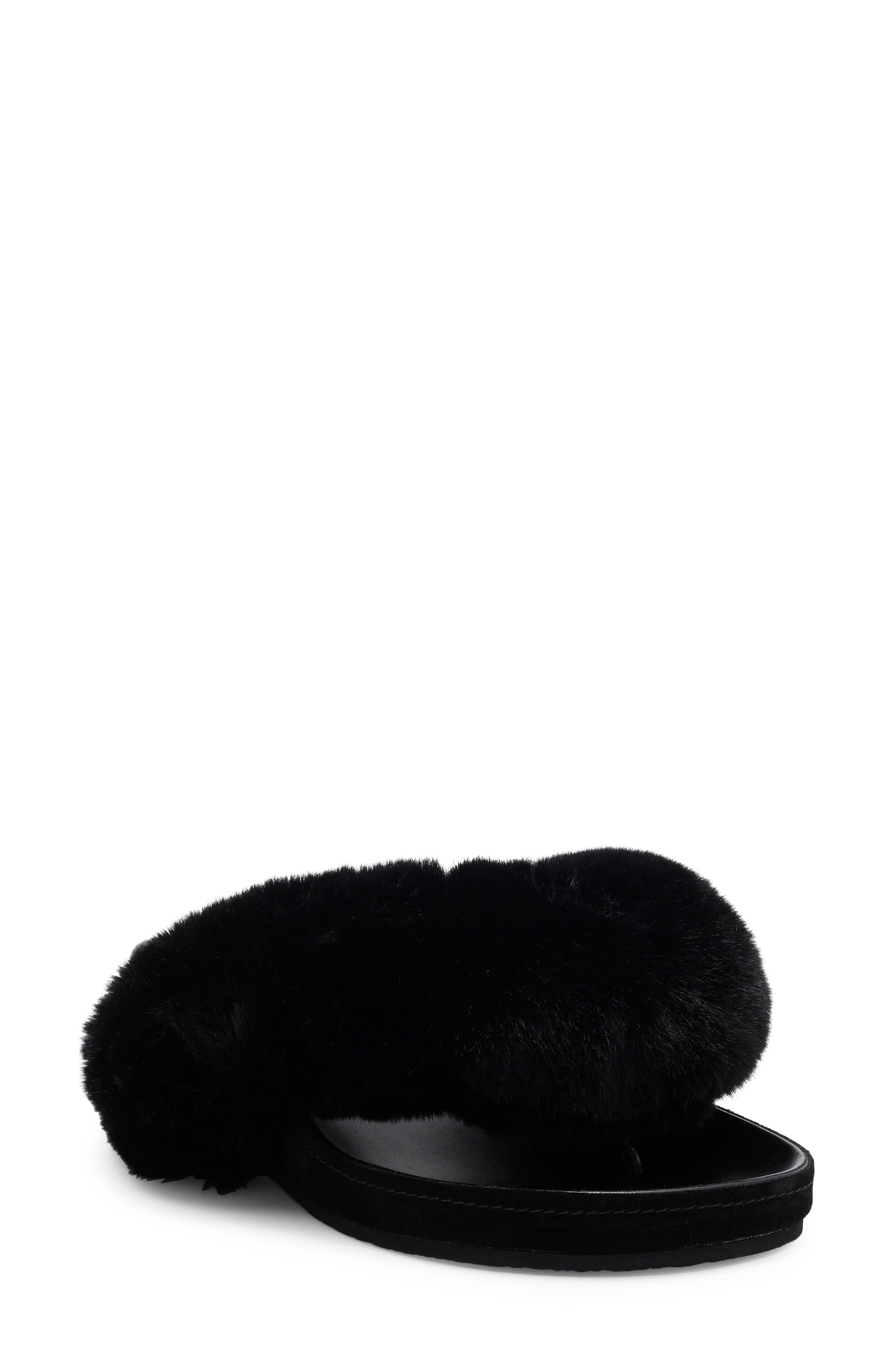 Jeffrey Campbell Delulu Faux Fur Flip Flop, Main, color, Black Combo