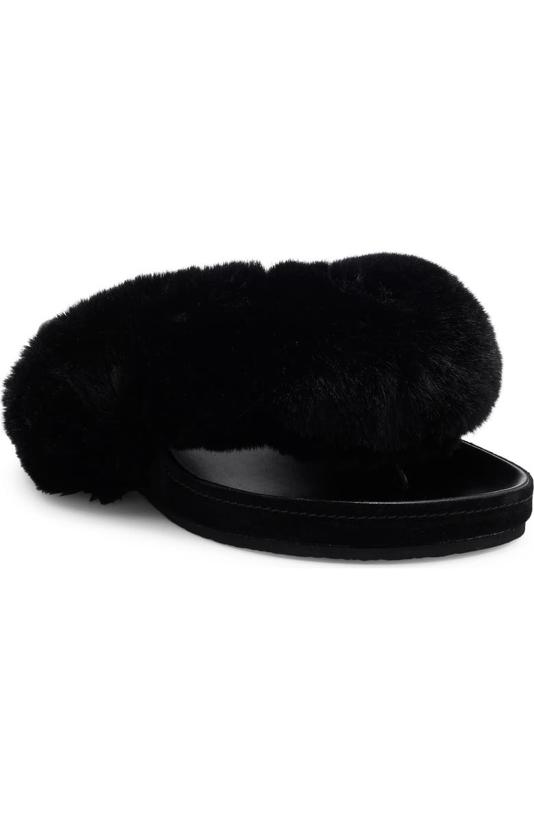Jeffrey Campbell Delulu Faux Fur Flip Flop, Main, color, Black Combo