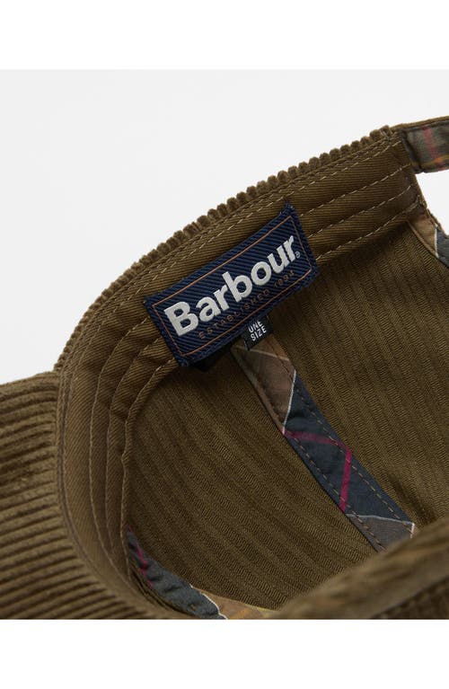 Barbour Preston Adjustable Corduroy Baseball Cap In Green