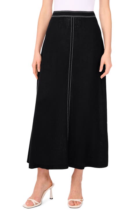High Waist A-Line Maxi Skirt