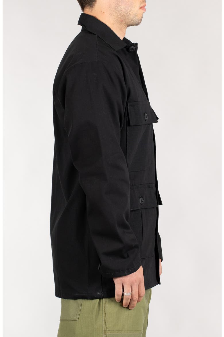 Button-Up Cotton Ripstop Work Jacket, Alternate, color, BLACK RIP STOP