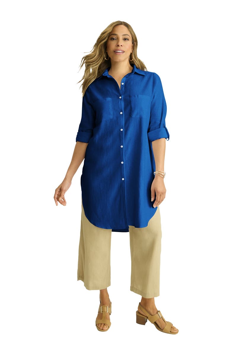 Jessica London Linen Mega Tunic, Main, color, Dark Sapphire