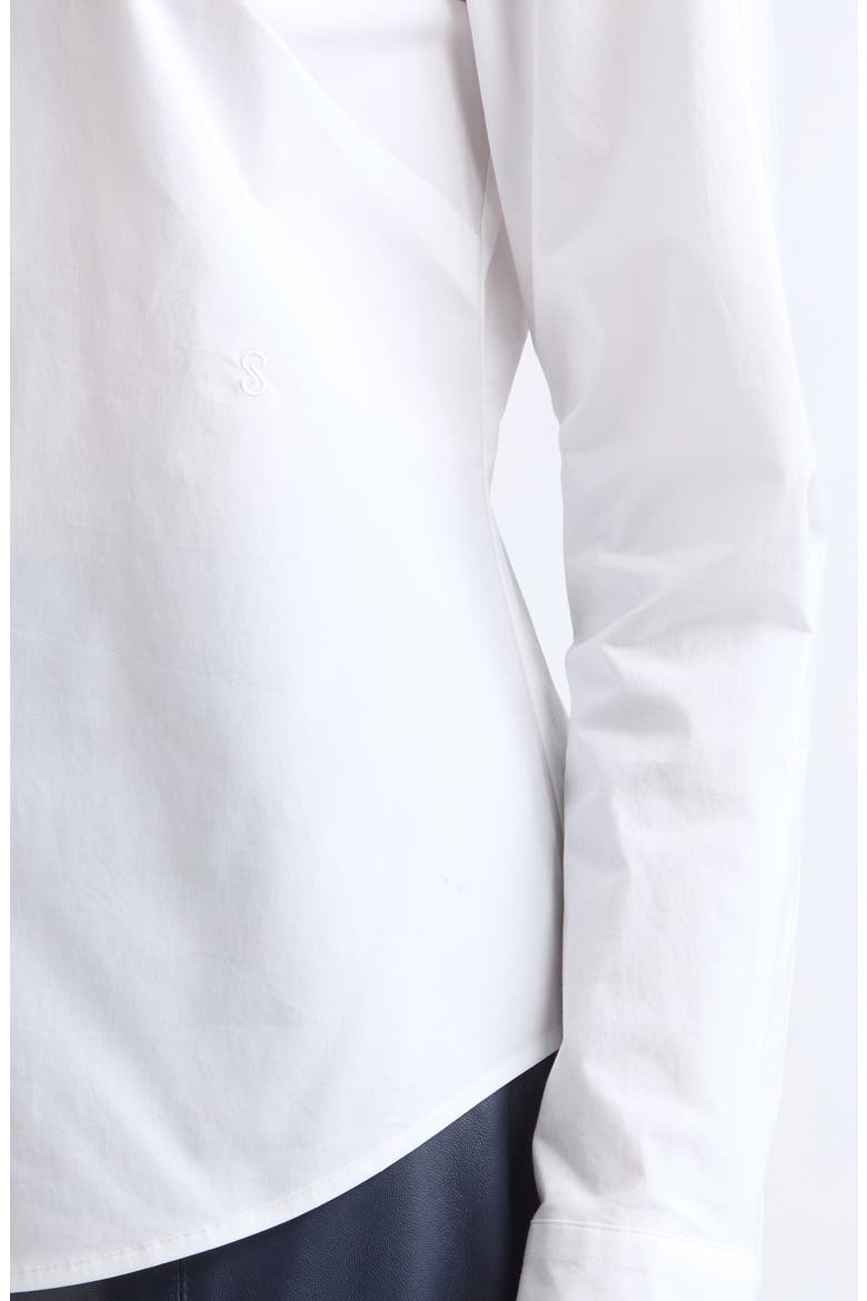 Cotton Stretch Poplin Button-Up Shirt, Alternate, color, CLASSIC WHITE