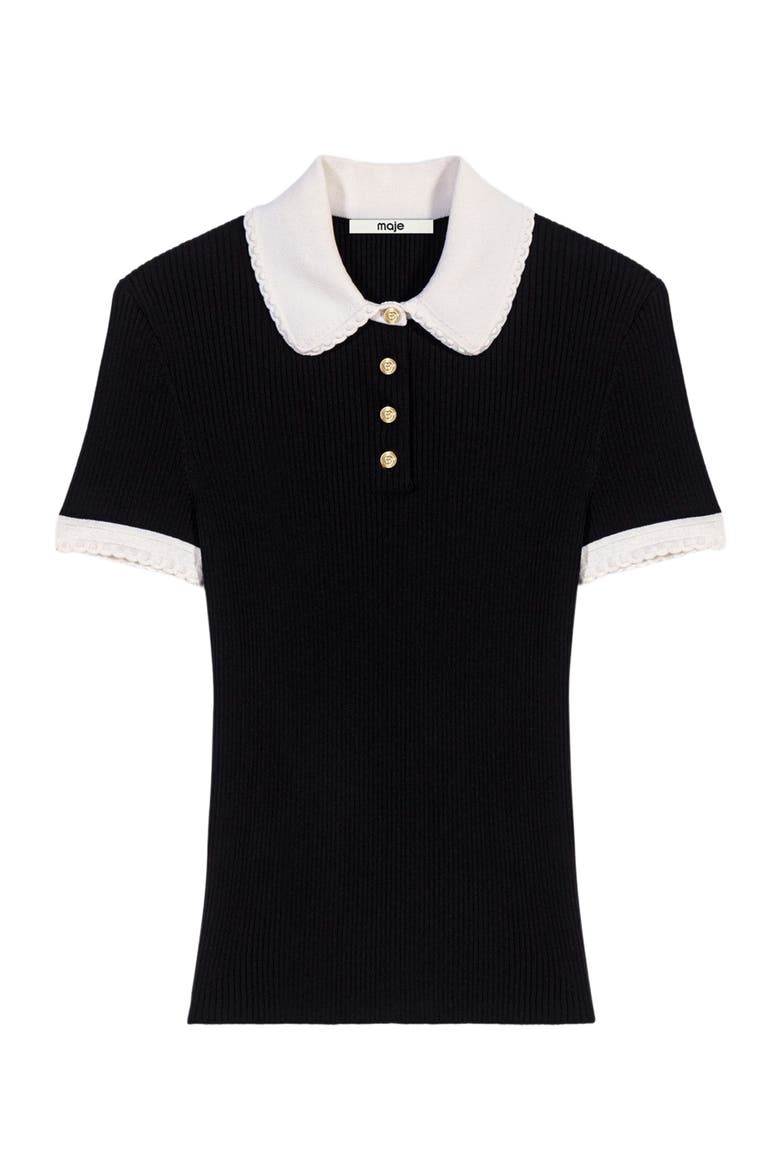 Short-sleeved polo shirt, Alternate, color, Black