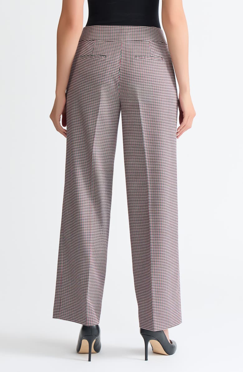 KASPER Houndstooth Wide Leg Pants, Alternate, color, Black/ Fire Red Mlt