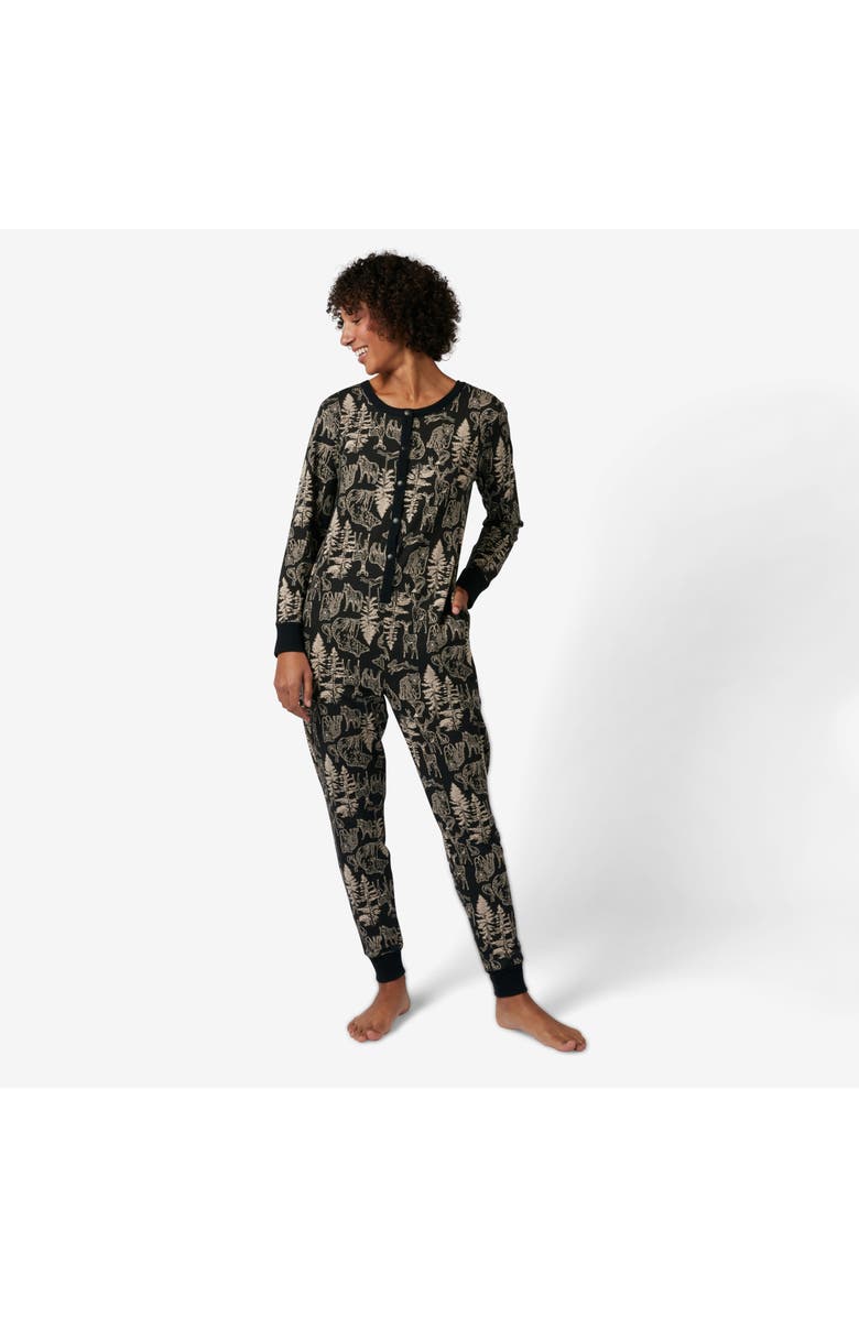 TomboyX Long Sleeve One-Piece Pajama Jumpsuit, Main, color, Frosted Fauna