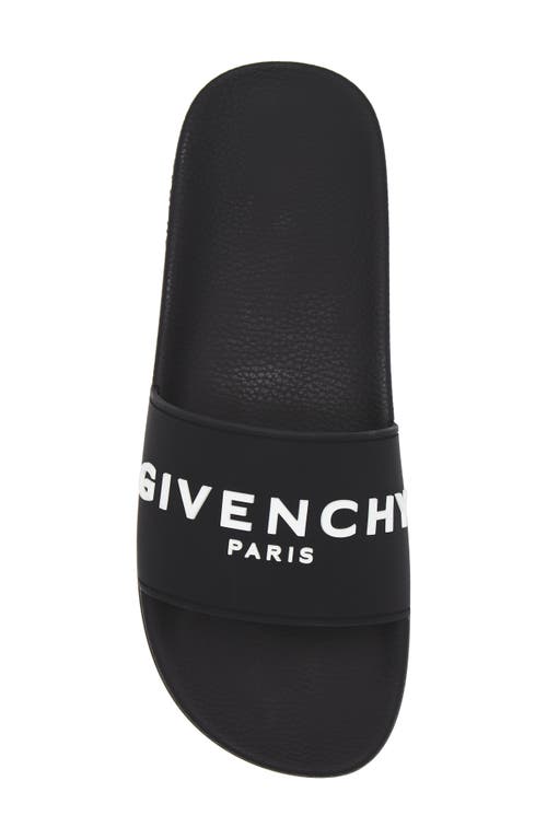 Givenchy Black Flat Slides With Logo In Polyurethane Man
