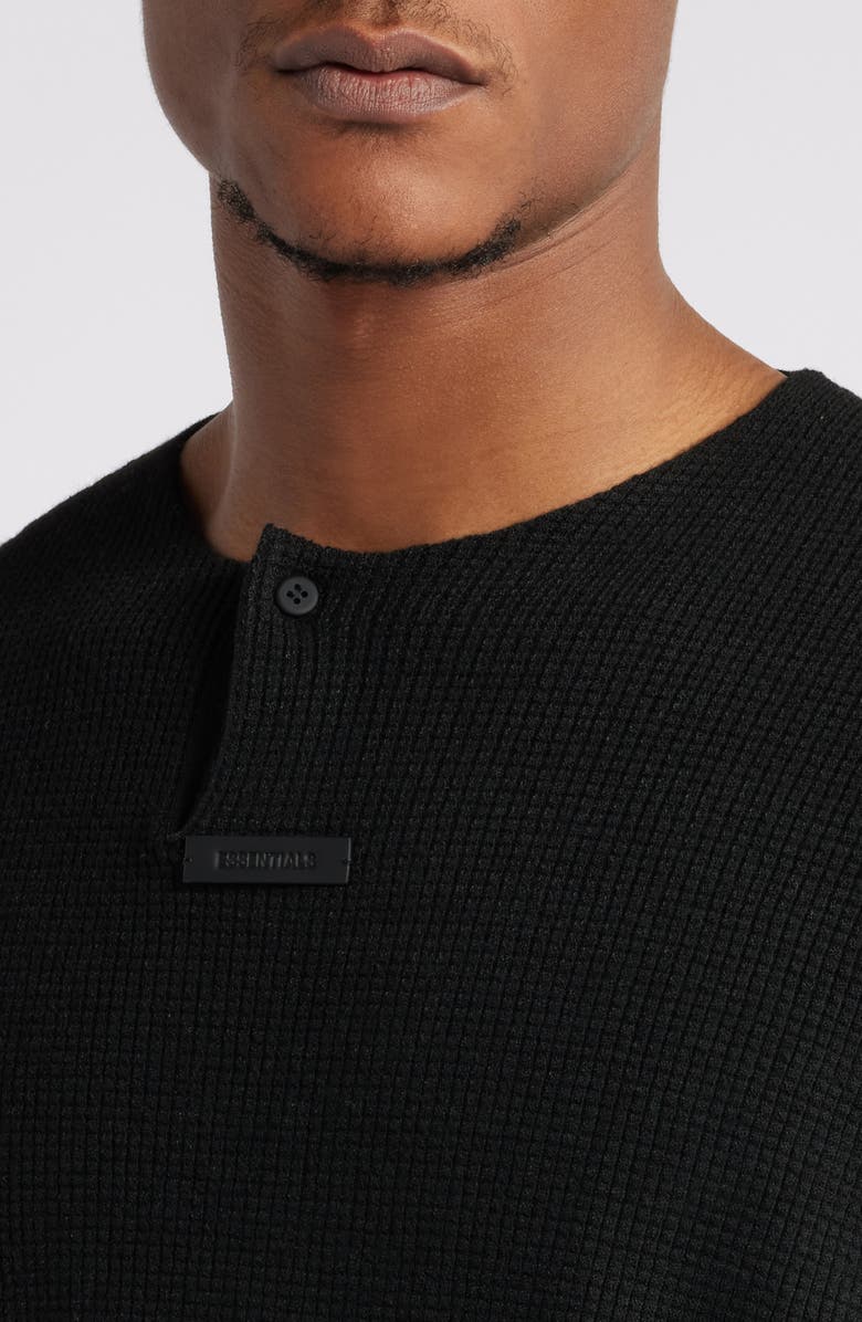 Fear of God Essentials Gender Inclusive Waffle Knit Henley Sweater, Alternate, color, 