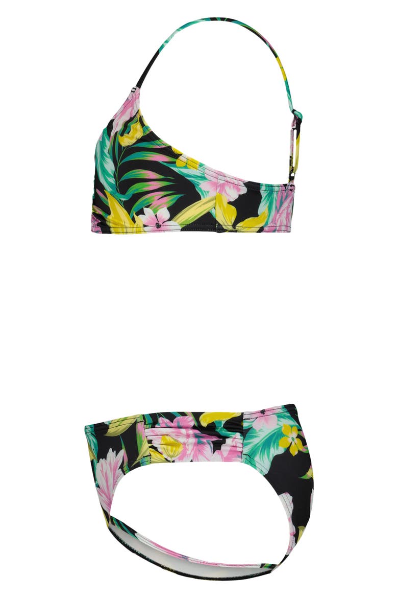 Kids' Shadow Tropics Floral Two-Piece Swimsuit, Alternate, color, BLACK SANDS